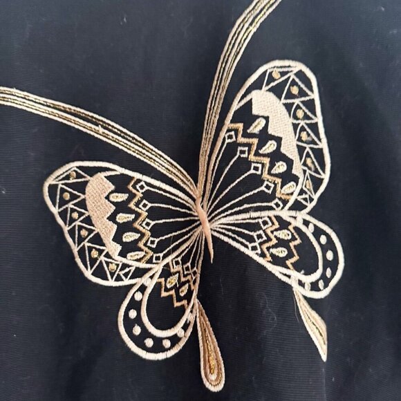 Vintage Allure Black Gold Butterly Print embroidered Blazer Jacket XL - Picture 8 of 9